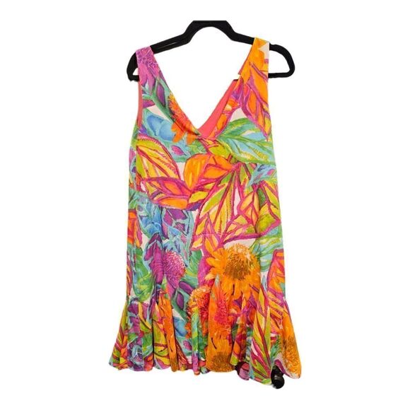LAUREN RALPH LAUREN Tropical Floral Flutter Hem Dress - Size 12 - Picture 1 of 6